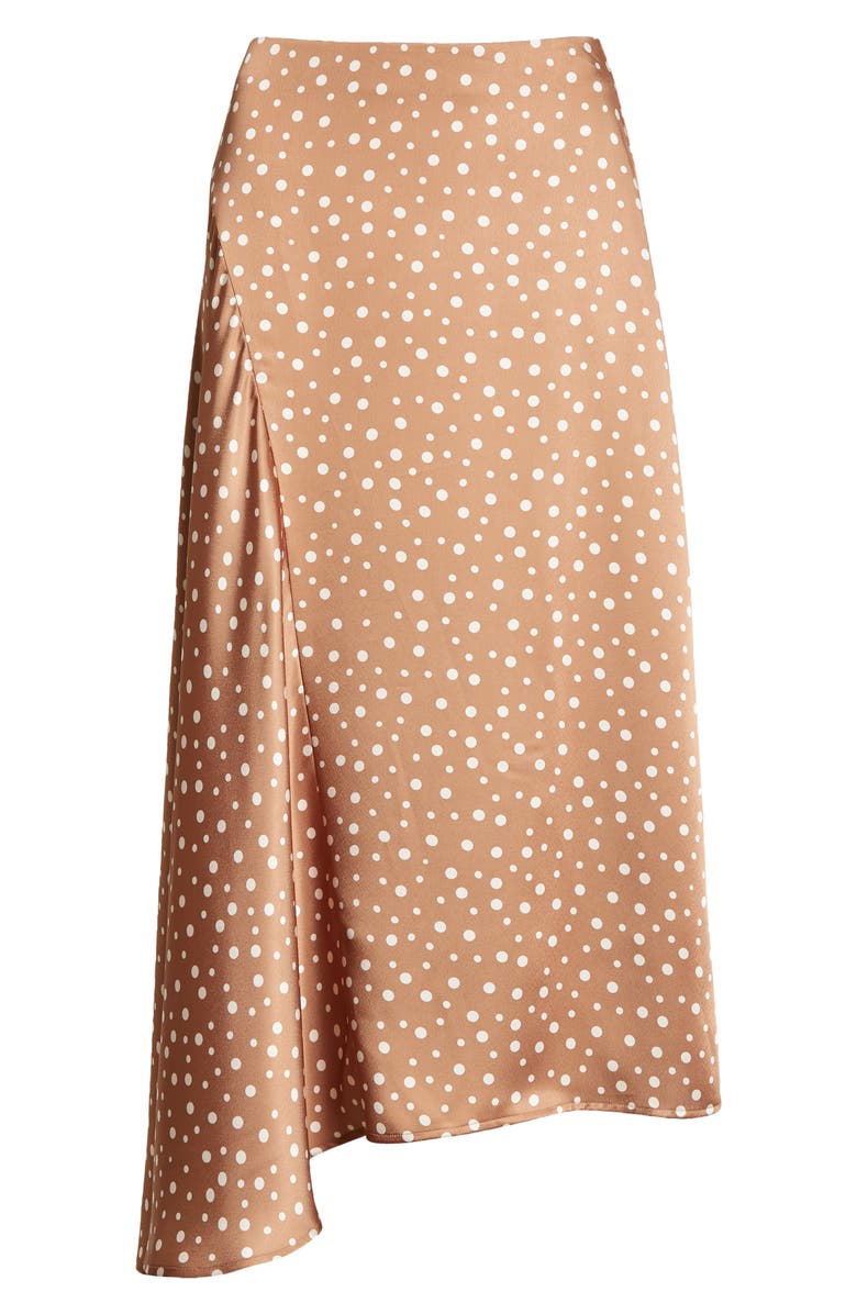 Vince Dot Print Satin Skirt, Alternate, color, Honey