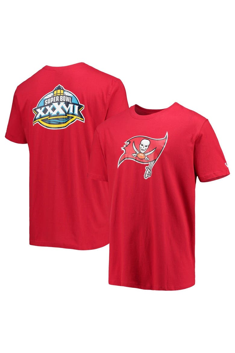 Men's New Era Red Tampa Bay Buccaneers Patch Up Collection Super Bowl XXXVII T-Shirt, Main, color, Red