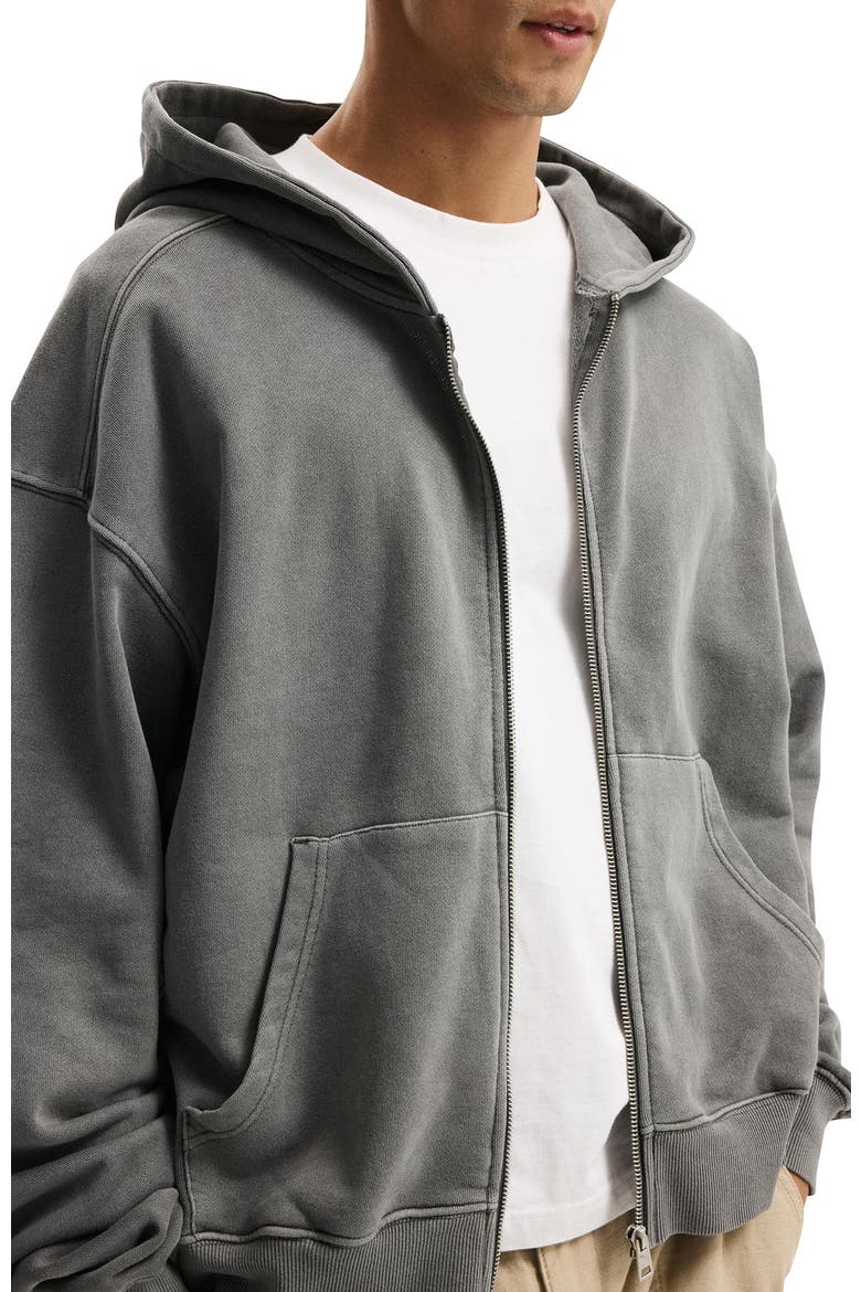Men's Cropped Zip Up Hoodie, Alternate, color, Slate Stone Wash