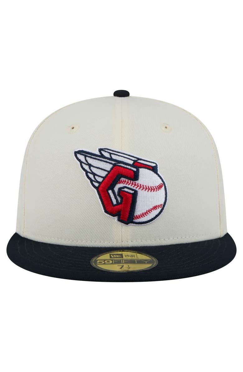 New Era Men's New Era Cream Cleveland Guardians Chrome 59FIFTY Fitted Hat, Alternate, color, 