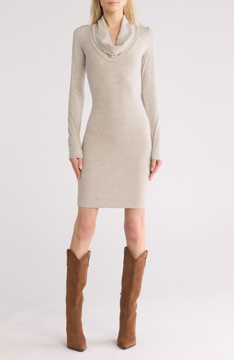 Cowl Neck Long Sleeve Minidress