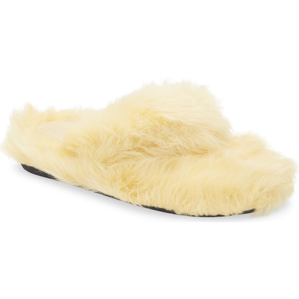 Acne Studios Blurr Shearling Flip Flop In Yellow