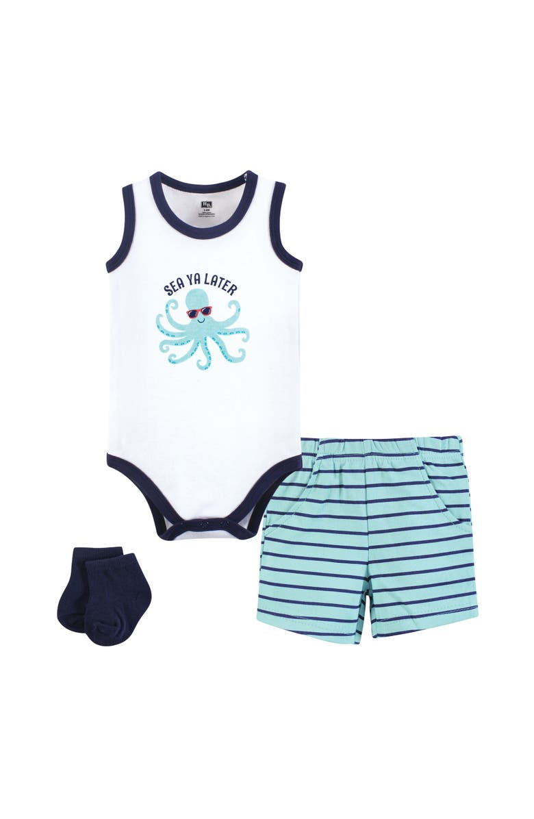 Hudson Baby Bodysuit, Short and Sock, Main, color, Sea Octopus
