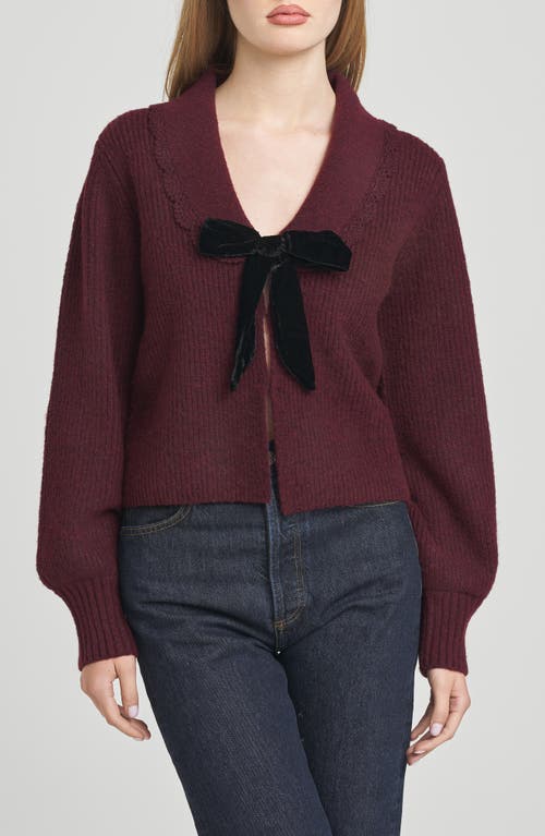 Wayf Sloane Bow Cardigan In Burgundy