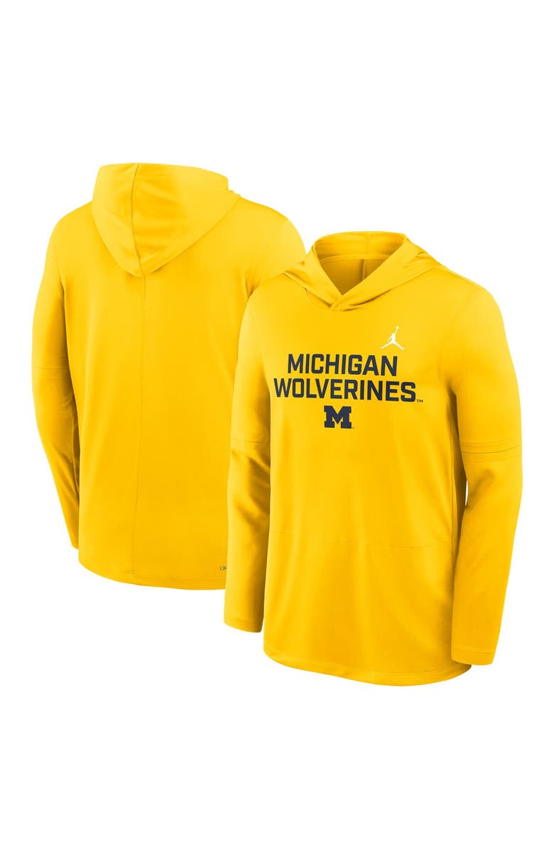 Jordan Brand Men's Jordan Brand Maize Michigan Wolverines 2025 Sideline Performance Long Sleeve Hoodie T-Shirt, Alternate, color, Maize