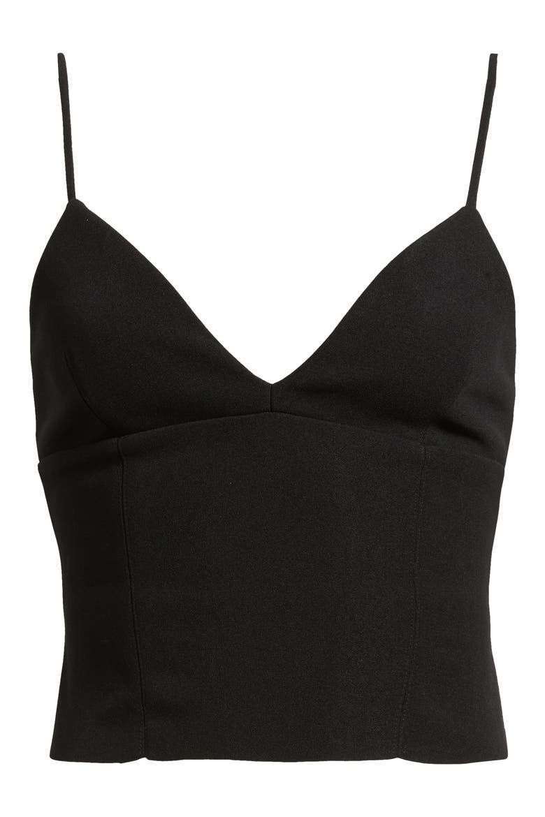 Sculpture Deep V-Neck Corset Crop Camisole, Alternate, color, BLACK
