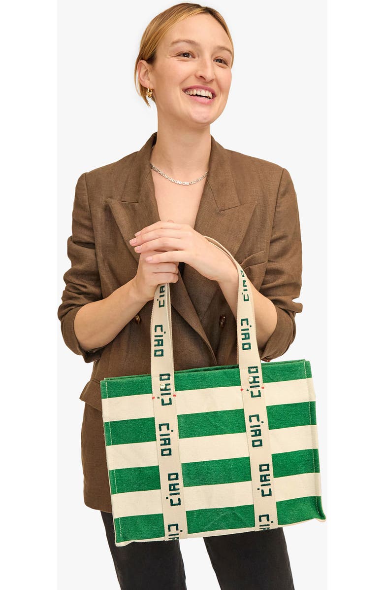 Clare V. Noemie Stripe Cotton Canvas Tote, Alternate, color,