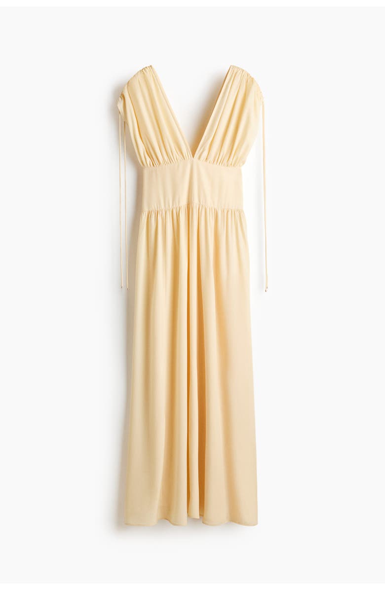 H&M Draped Drawstring-detail Dress, Main, color, Yellow