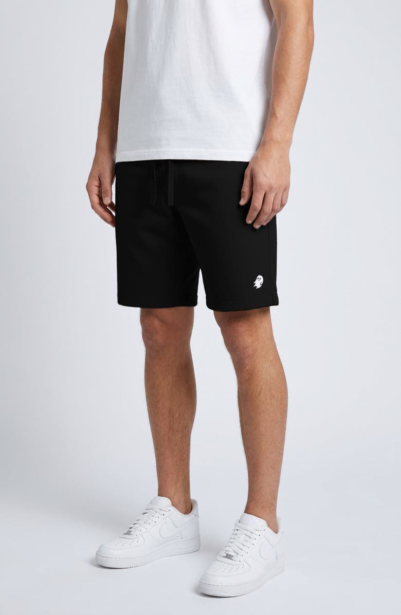 Dalix Mens Ghost Relaxed Fleece Sweat Elastic Shorts, Alternate, color, Black