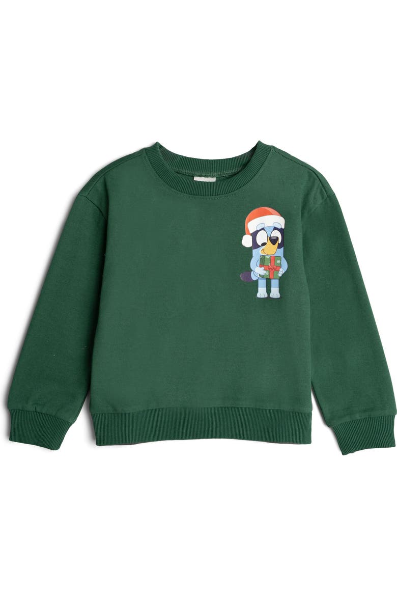 2-Piece Fleece Sweatshirt and Pants Set, Alternate, color, Dark Green Bluey