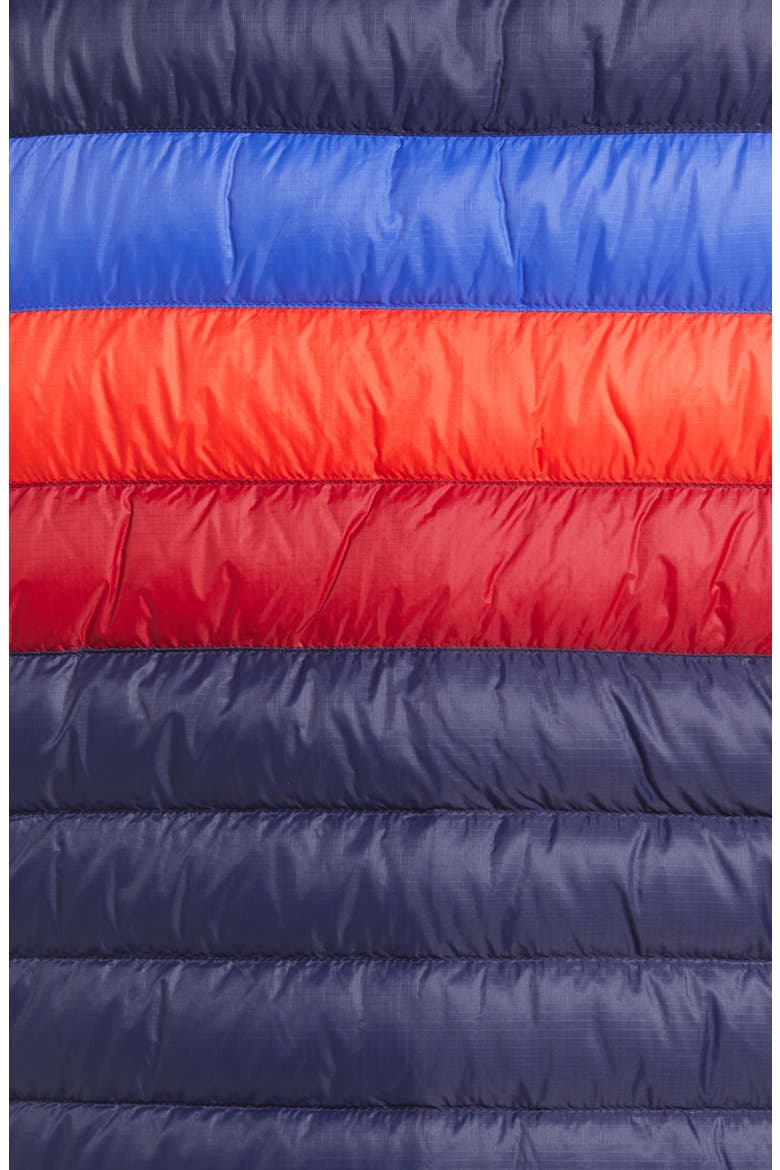 Fuego Water Resistant 800 Fill Power Hooded Down Jacket, Alternate, color, MARITIME/ BLUE VIOLET STRIPES