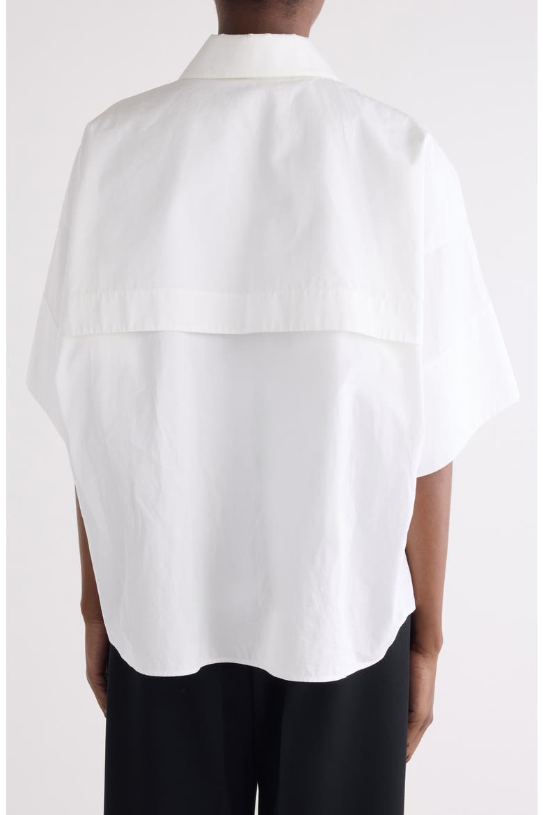 Oversize Short Sleeve Cotton Poplin Button-Up Shirt, Alternate, color, WHITE