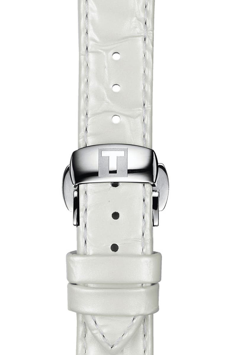 Tissot 16mm White Croc Embossed Leather Watchband, Alternate, color, White