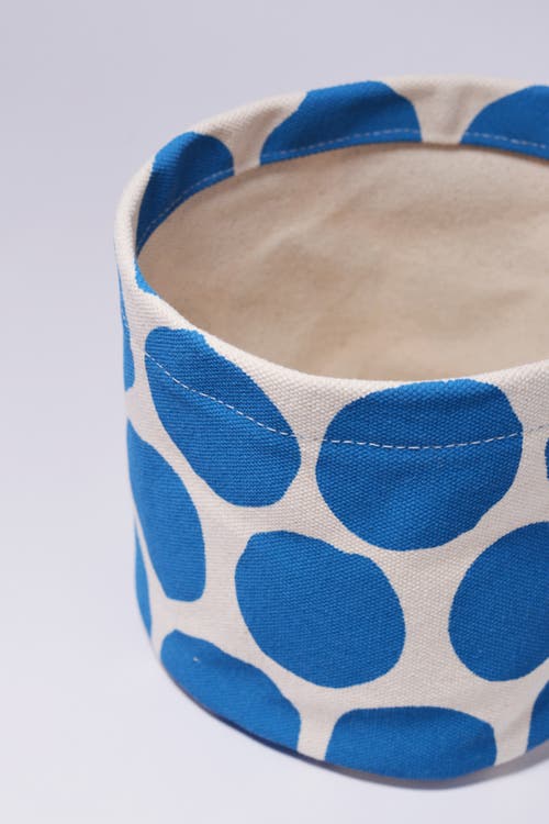 Dance Happy Large Circles Round Bin/canvas Planter In Azure