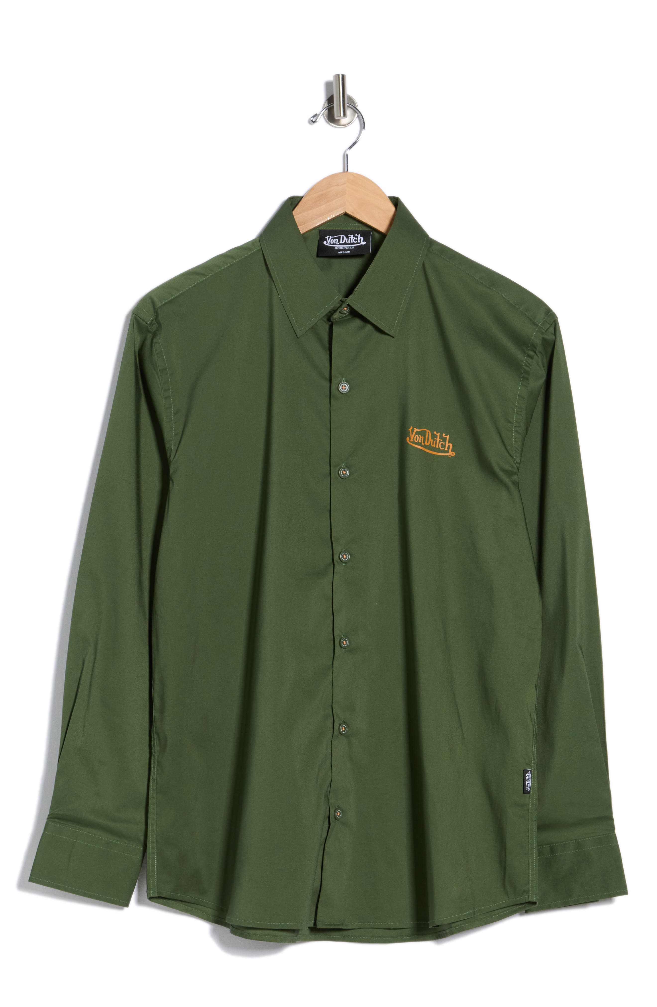Von Dutch Logo Solid Button-Up Shirt