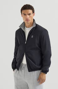 Brunello Cucinelli Bonded nylon reversible outerwear jacket with logo
