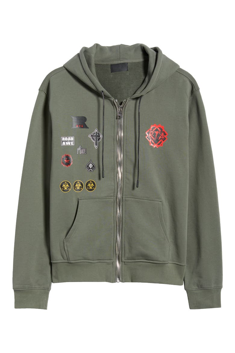 Floyd Military Patch Zip Hoodie, Alternate, color, OLIVE MILITARY PATCH