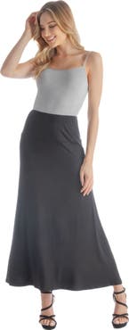 24seven Comfort Apparel Petite Elastic Waist Maxi Skirt