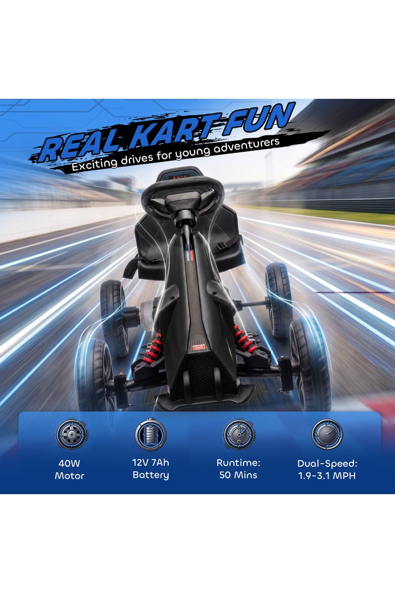 12V Kids Electric Go Kart with Forward Backward Drive Adjustable Speed, Alternate, color, Black