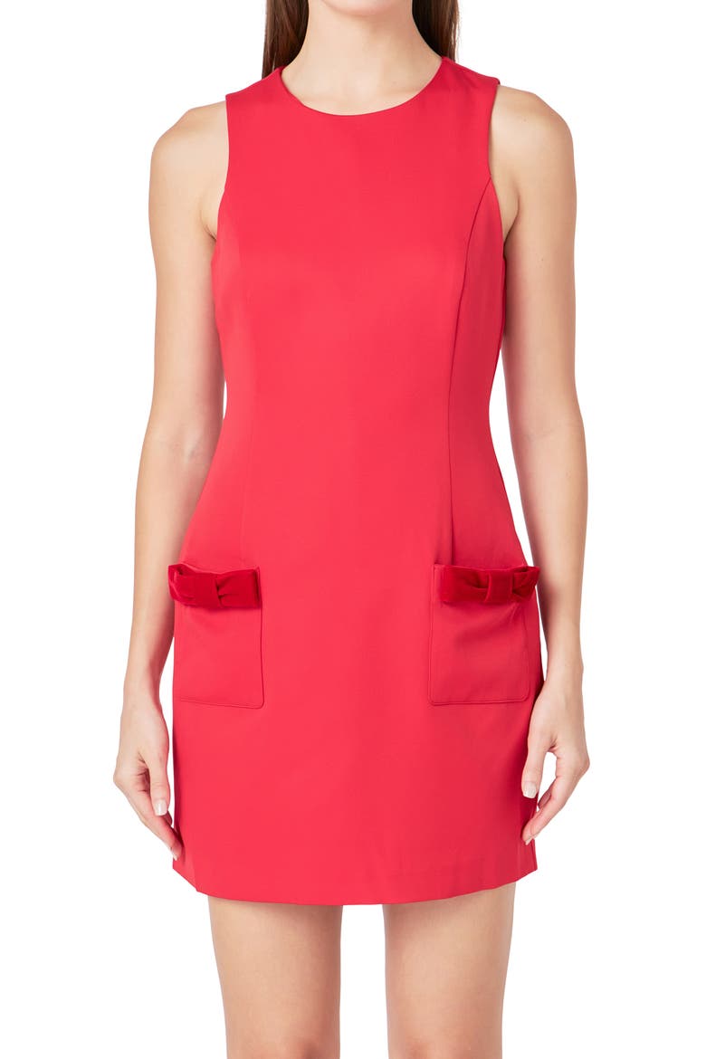 Velvet Bow Detail Minidress, Alternate, color, RED