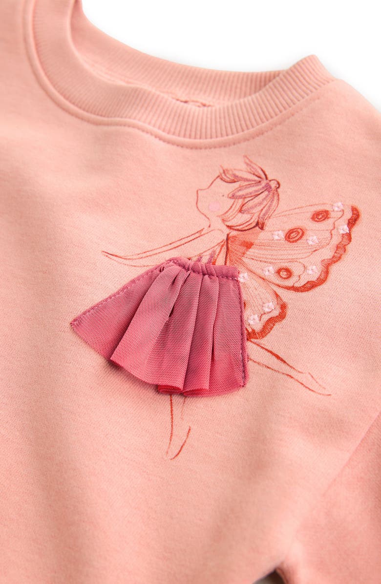 NEXT Kids' Fairy Appliqué Long Sleeve Sweatshirt Dress, Alternate, color, Pink