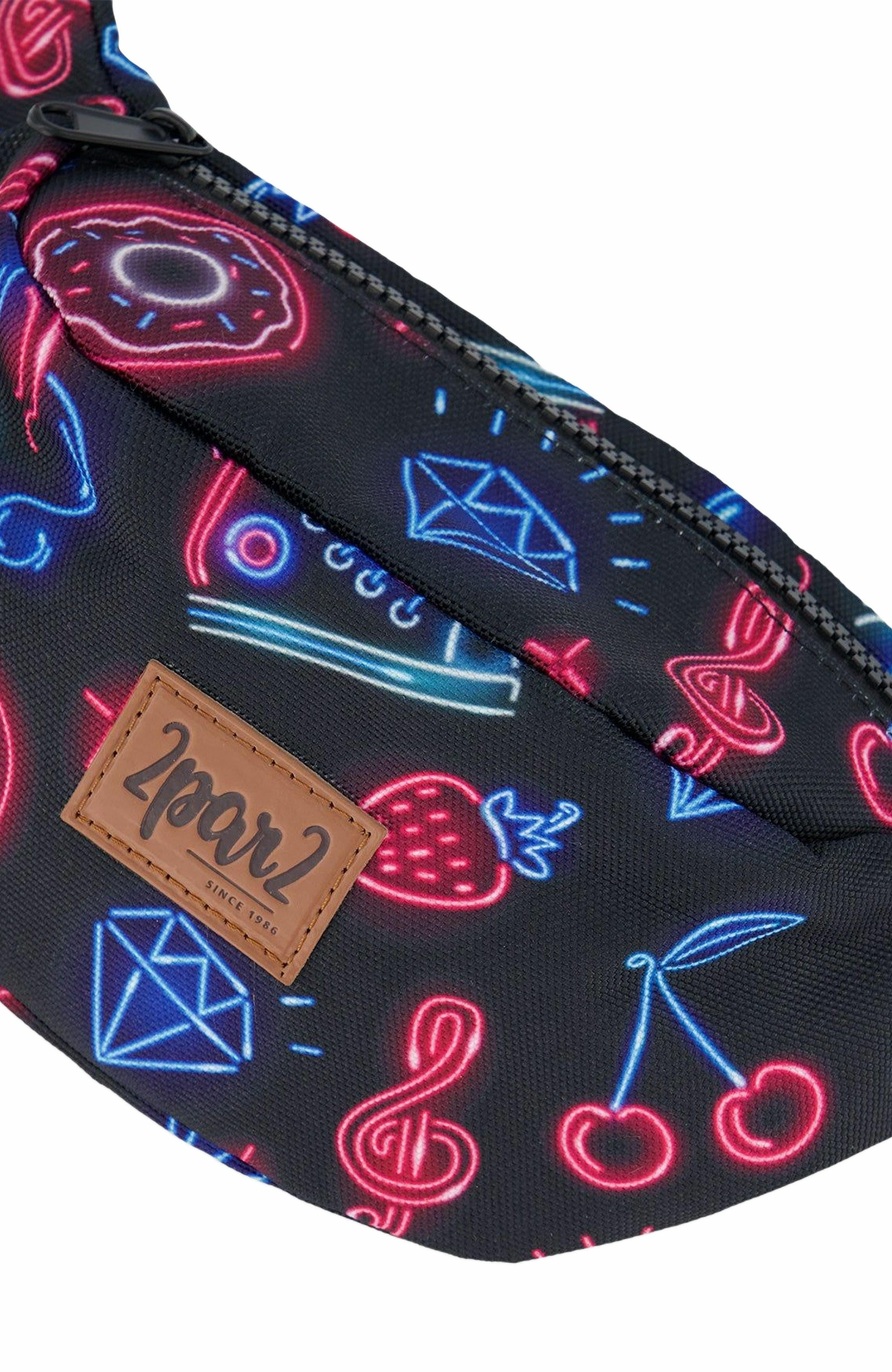 Deux par Deux Girl's Printed Fanny Pack Black And Blue And Pink Items, Alternate, color, 
