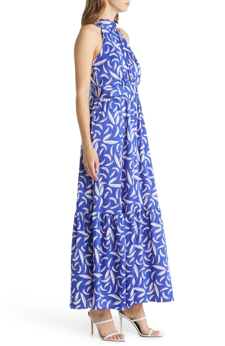 Tahari ASL Leaf Print Stretch Charmeuse Maxi Dress, Alternate, color,