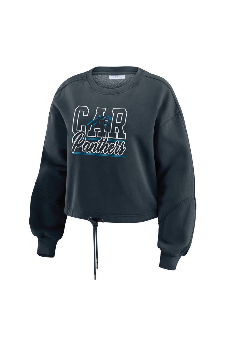 WEAR by Erin Andrews Women's WEAR by Erin Andrews Black Carolina Panthers Washed Fleece Long Sleeve T-Shirt & Shorts Lounge Set, Alternate, color, Black