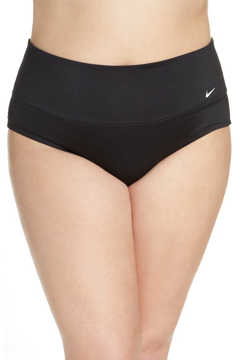 Essential High Waist Bikini Bottoms, Main, color, BLACK