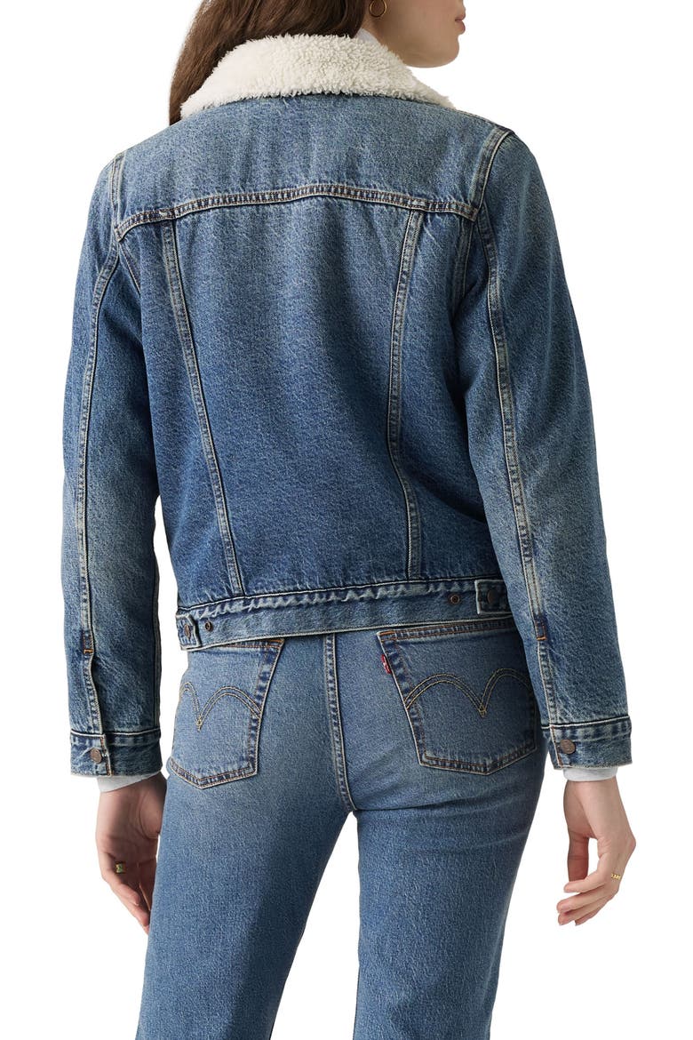 Original Faux Shearling Lined Denim Trucker Jacket, Alternate, color, HOLD A CANDLE