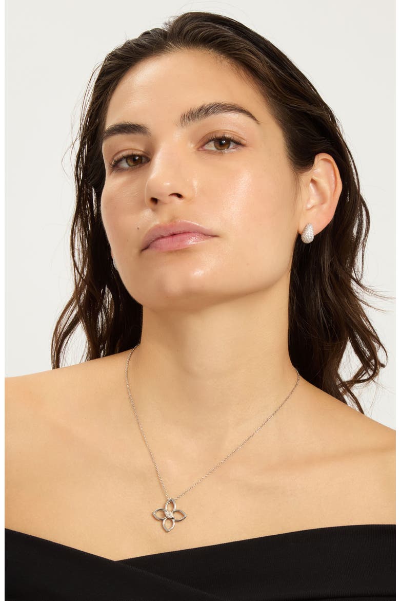 Floral Pendant Necklace, Alternate, color, SILVER
