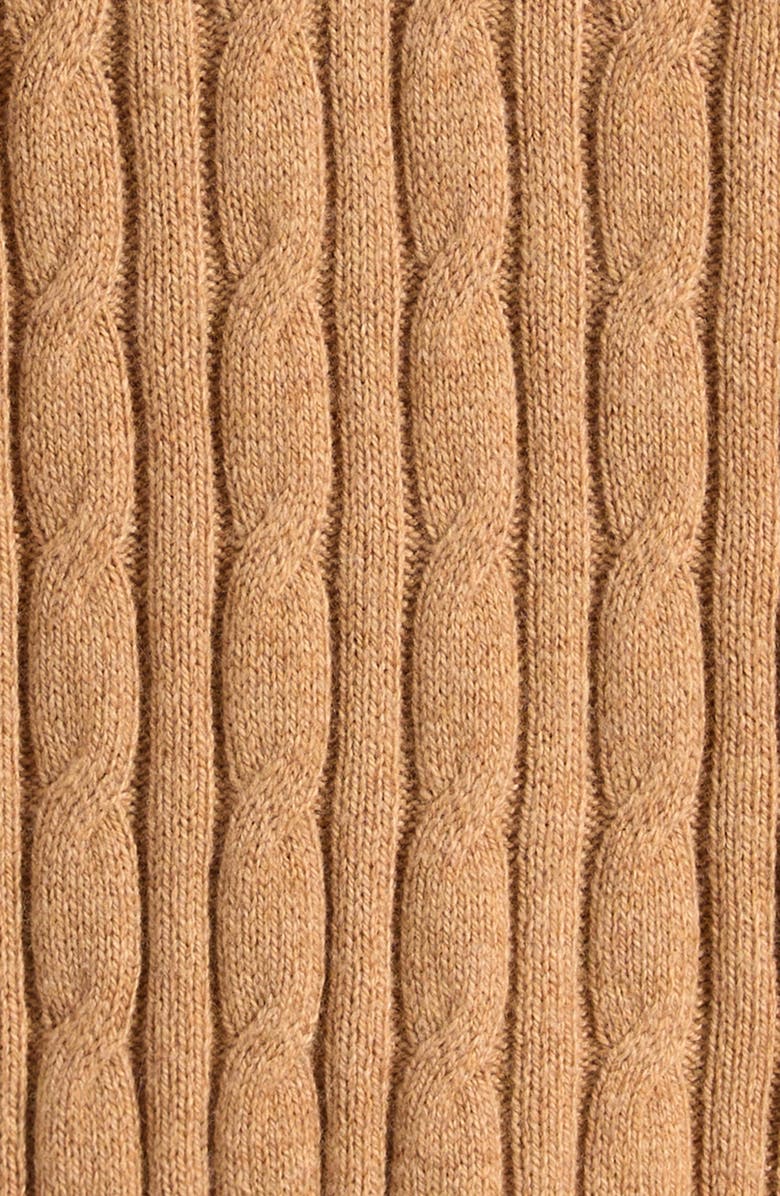 Reiss Kids' Clovelly Quarter Zip Wool Blend Cable Sweater, Alternate, color, Camel Melange