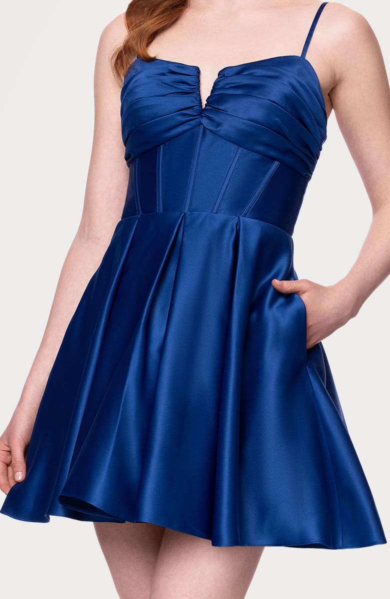 Blondie Nites Satin Minidress, Alternate, color, Cadet Blue