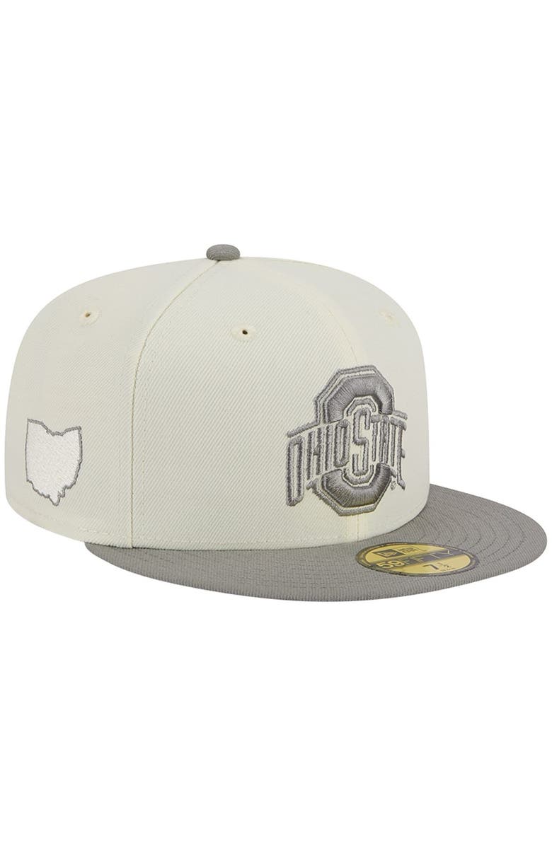 New Era Men's New Era Stone/Gray Ohio State Buckeyes Chrome & Concrete 59FIFTY Fitted Hat, Alternate, color, 