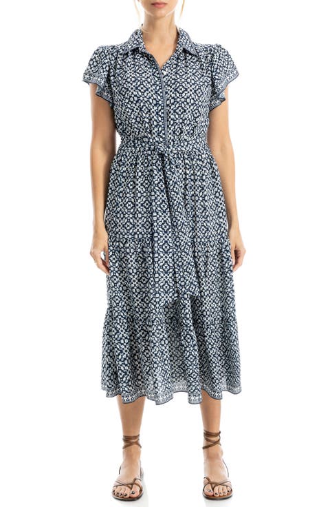 Floral Tie Front Shirtdress