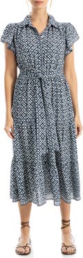 MAX STUDIO Floral Tie Front Shirtdress