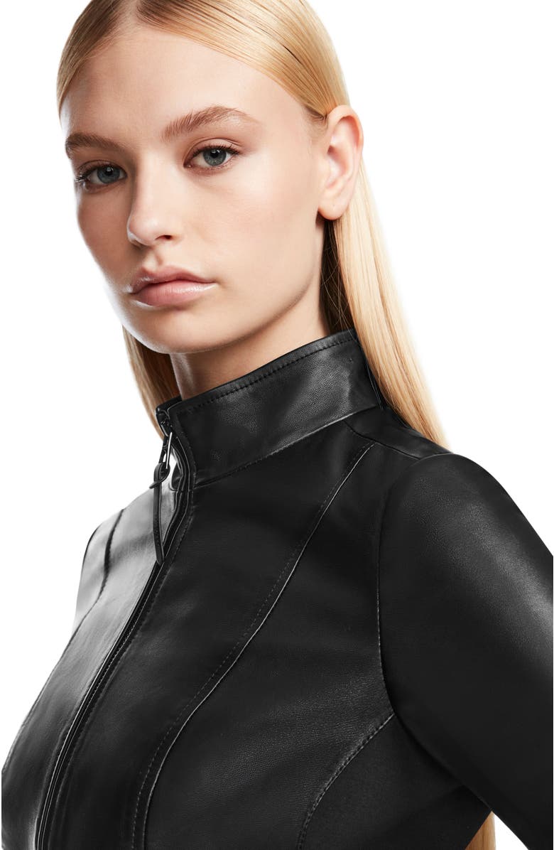 Rudsak ABIGAIL Women's Black Leather Racer Jacket - Stylish & Timeless, Alternate, color, Black