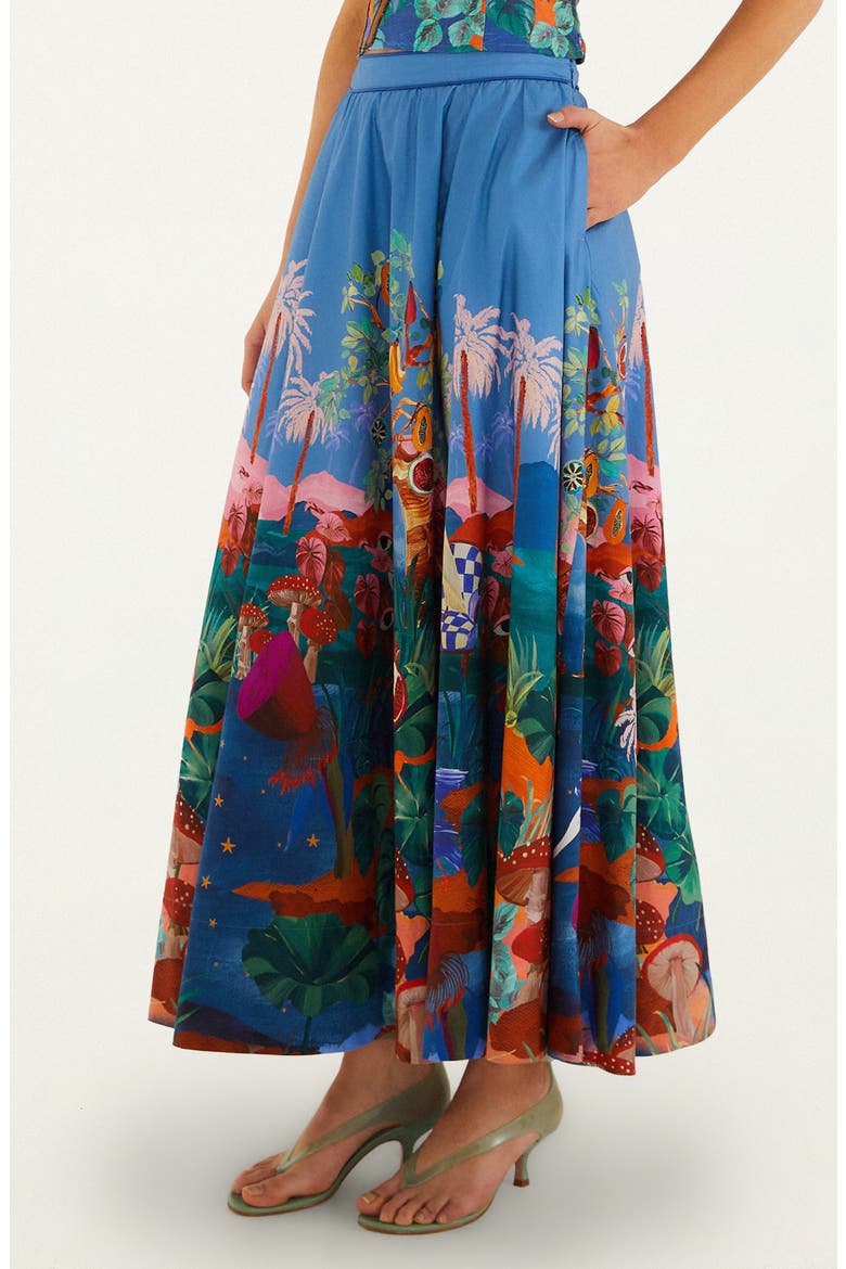Dream Landscape Organic Cotton Maxi Skirt, Alternate, color, MULTICOLOR