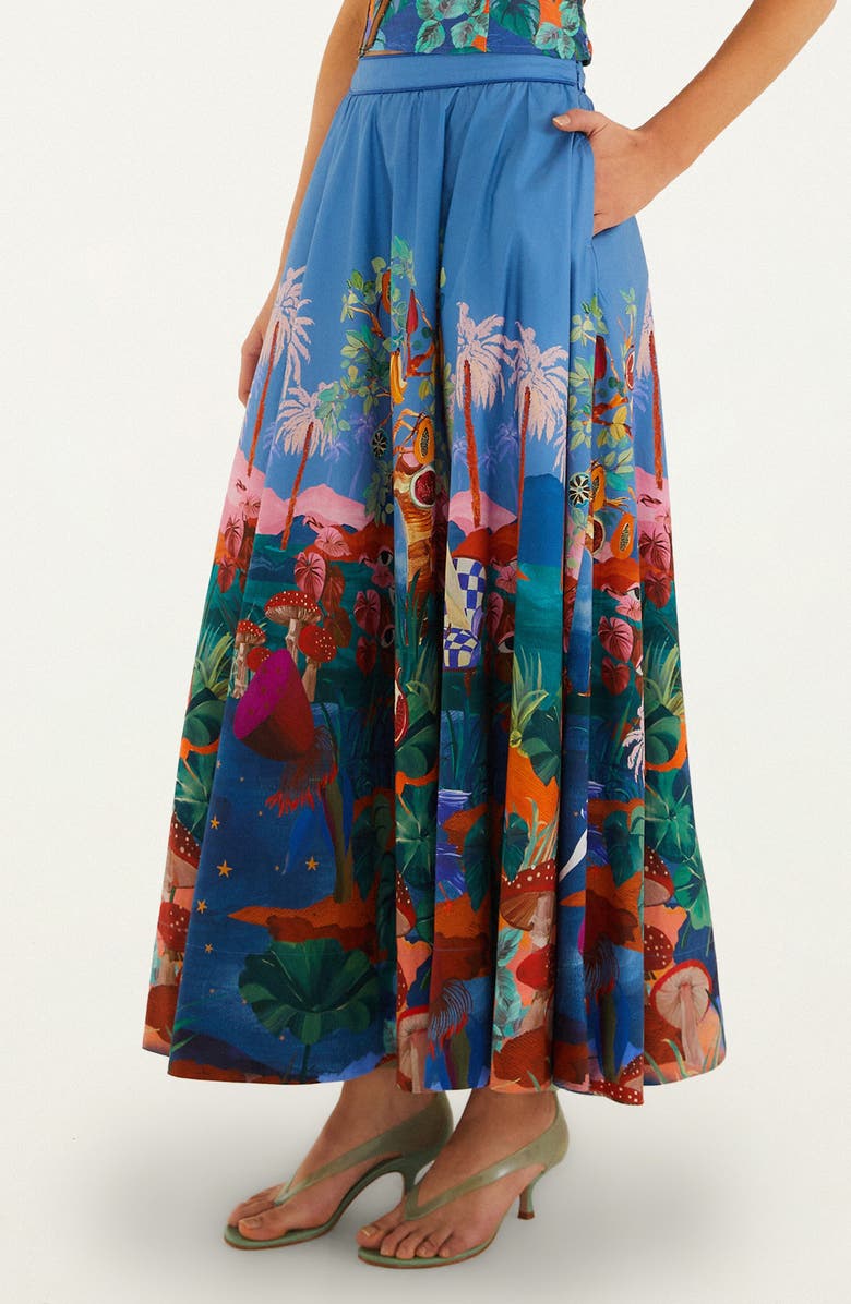 FARM Rio Dream Landscape Organic Cotton Maxi Skirt, Alternate, color, Multicolor
