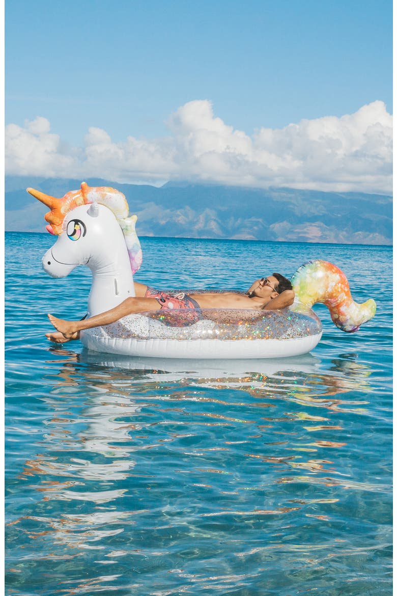 Extra Large Glitter Unicorn Float, Alternate, color, WHITE