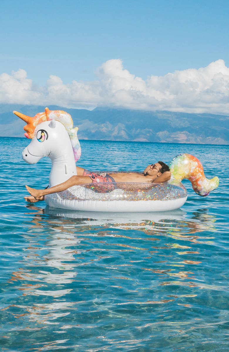 POOLCANDY Extra Large Glitter Unicorn Float, Alternate, color, White