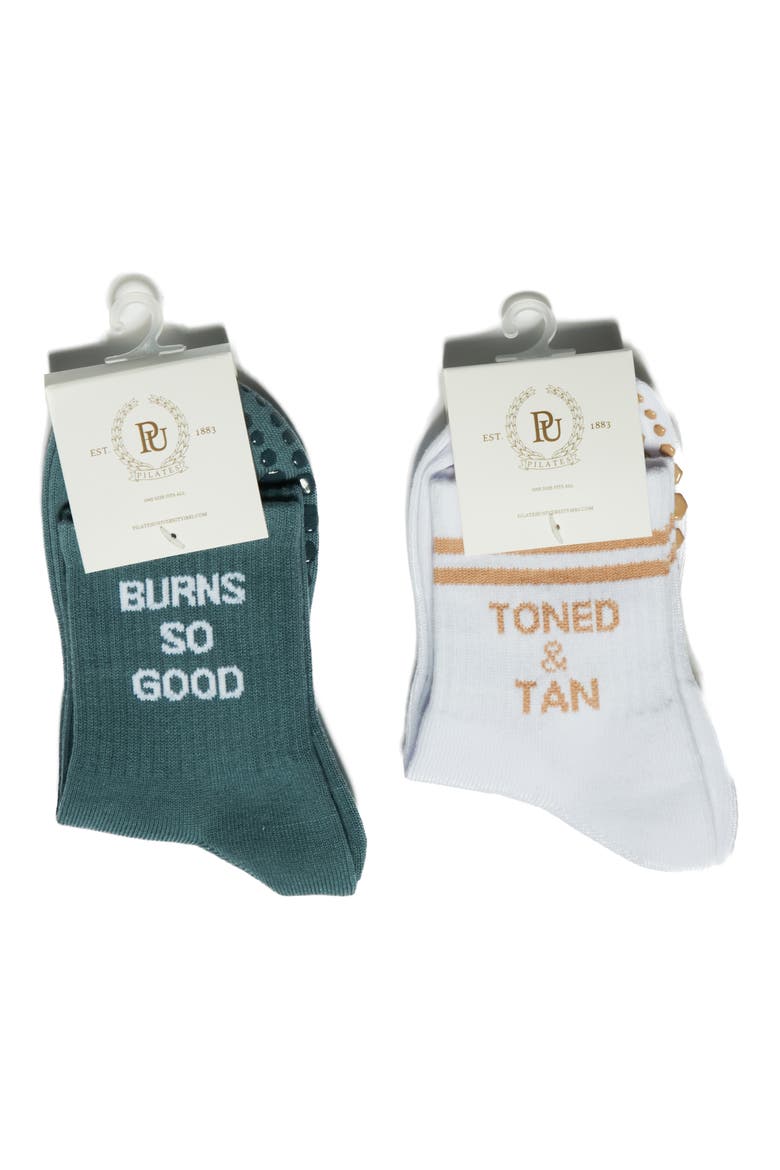 Toned & Tan Assorted 2-Pack Gripper Quarter Socks, Alternate, color, PACIFIC OCEAN BLUE