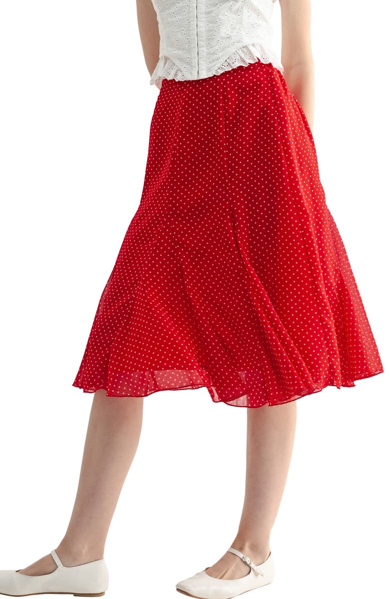 All in Favor Polka Dot Flare Skirt, Main, color, Red Dot