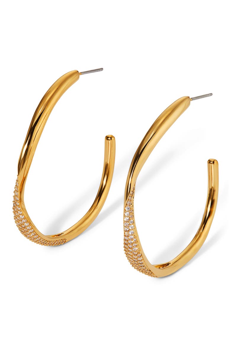 Large Alma Ribbon Hoop Earrings, Main, color, GOLD