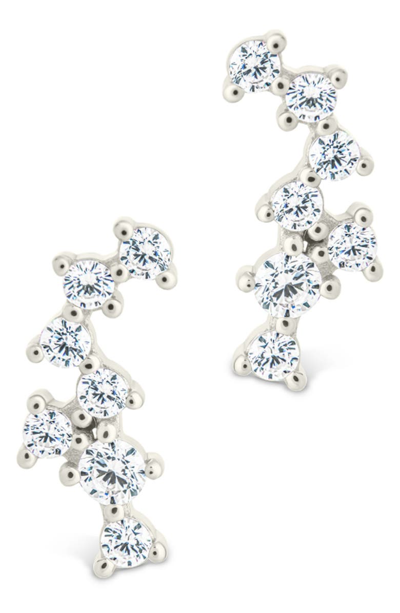 Sterling Forever Cubic Zirconia Ear Crawlers, Alternate, color, Silver