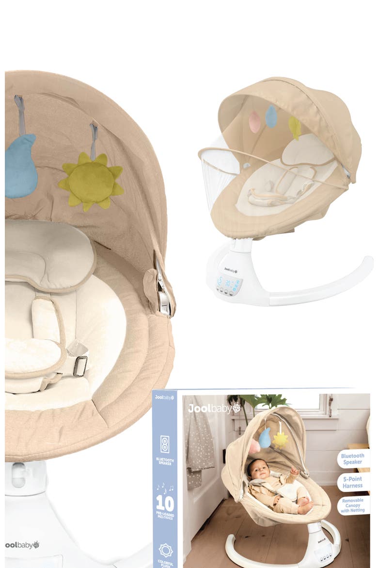 Nova Swing for Newborns - Electric Motorized Infant Swing, Bluetooth Music, 10 Preset Melodies, Remote, Alternate, color, Gray