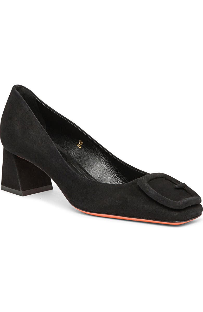 Santoni Women's suede low-heel pump, Main, color, Black