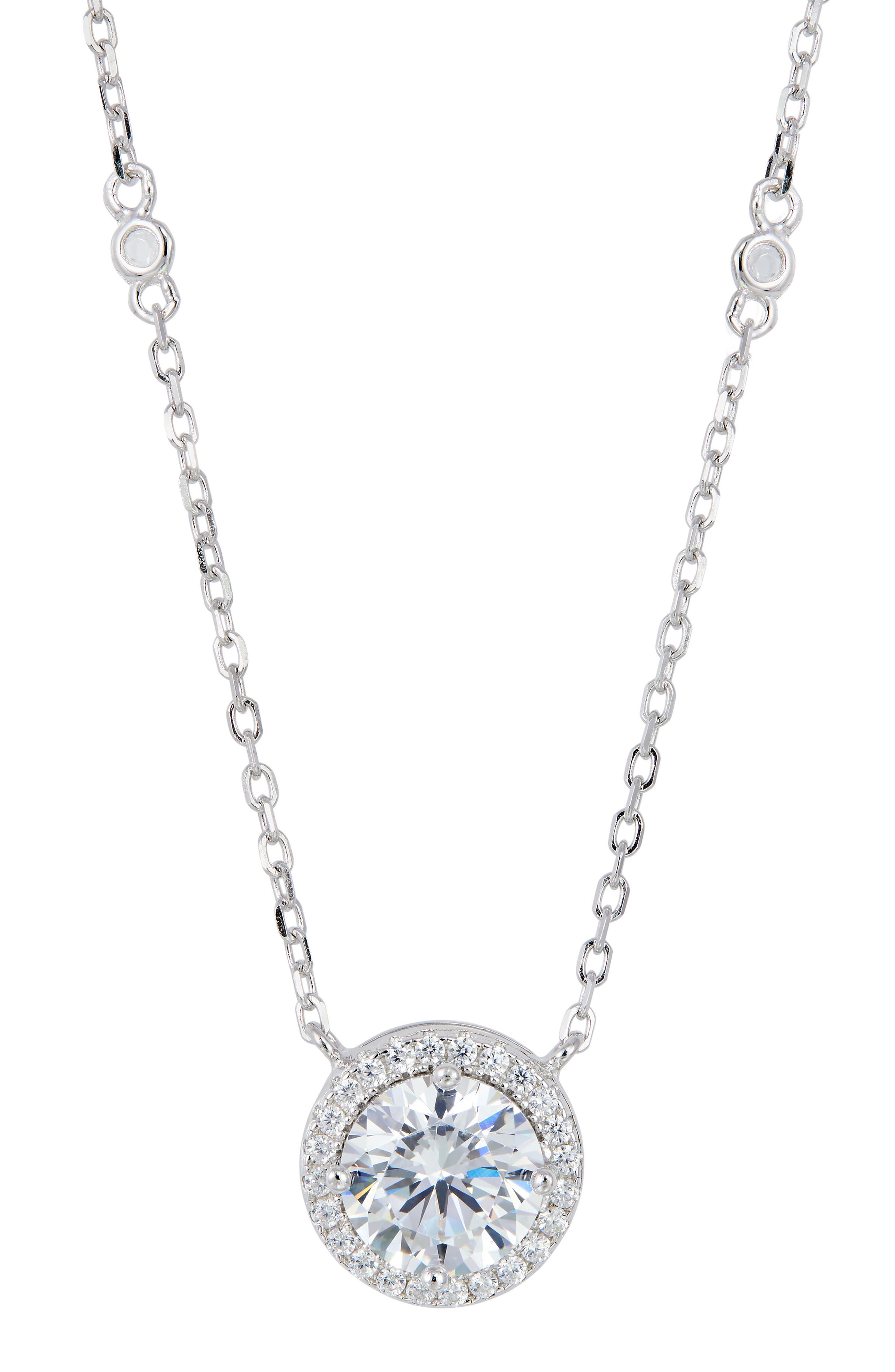 SAVVY CIE JEWELS Brilliant Cubic Zirconia Halo Pendant Necklace