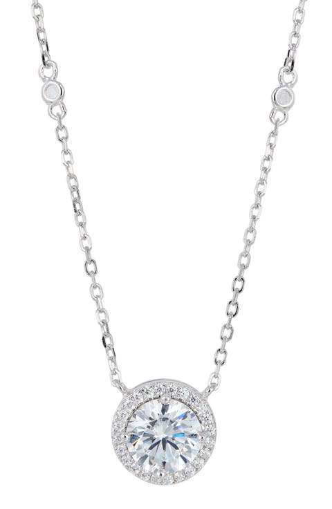 Brilliant Cubic Zirconia Halo Pendant Necklace
