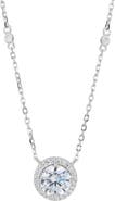 SAVVY CIE JEWELS Brilliant Cubic Zirconia Halo Pendant Necklace